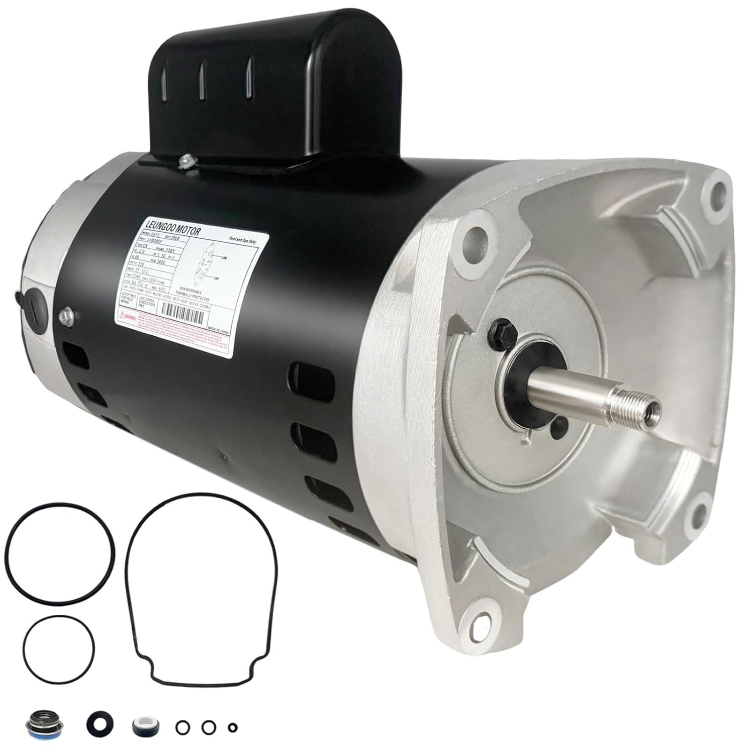 B855 2HP Pool Pump Motor Replaces Century/AO Smith Regal Beloit B2855 Swimming Pool Pump Motors, 230V, 10A, 3450RPM 1.5KW 56Y Frame 1.1 SF Include Replace Parts, Single Phase Square Flange Leungoo
