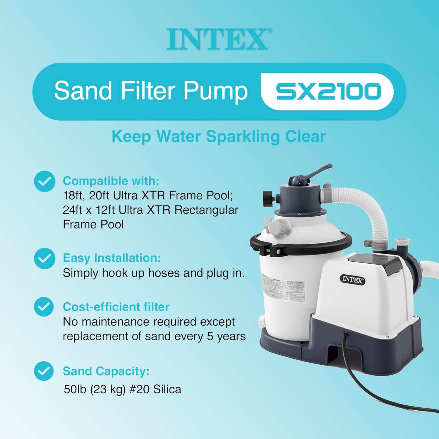 Intex 26651EG 3,000 GPH Above Ground Pool Sand Filter Pump with Automatic Timer