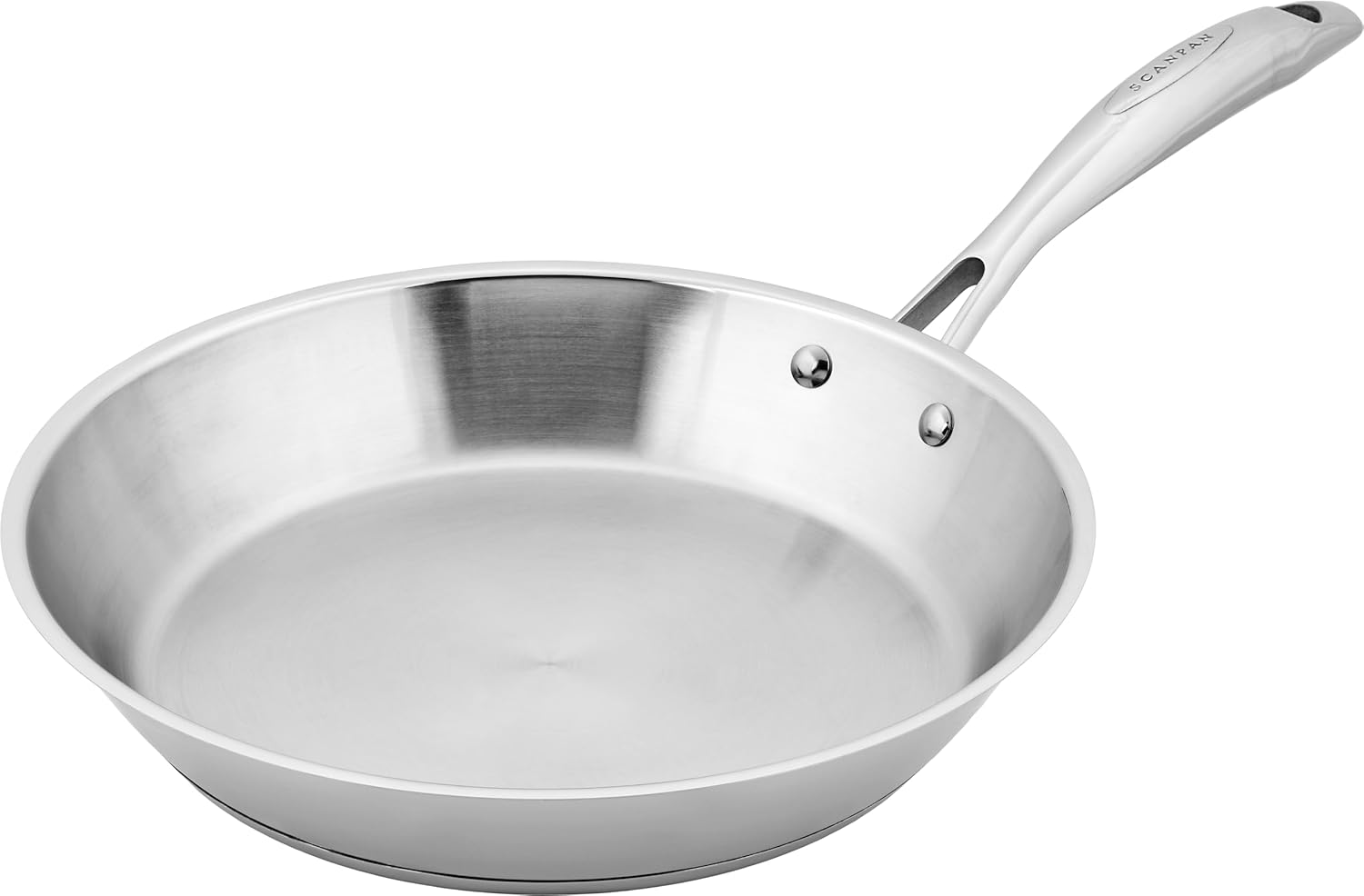 Scanpan STS Stainless Steel Frying Pan 28 cm Multifunctional Induction Pan with Aluminium Core, Slanted Sides Frying Pan for All Hob Types Oven Safe