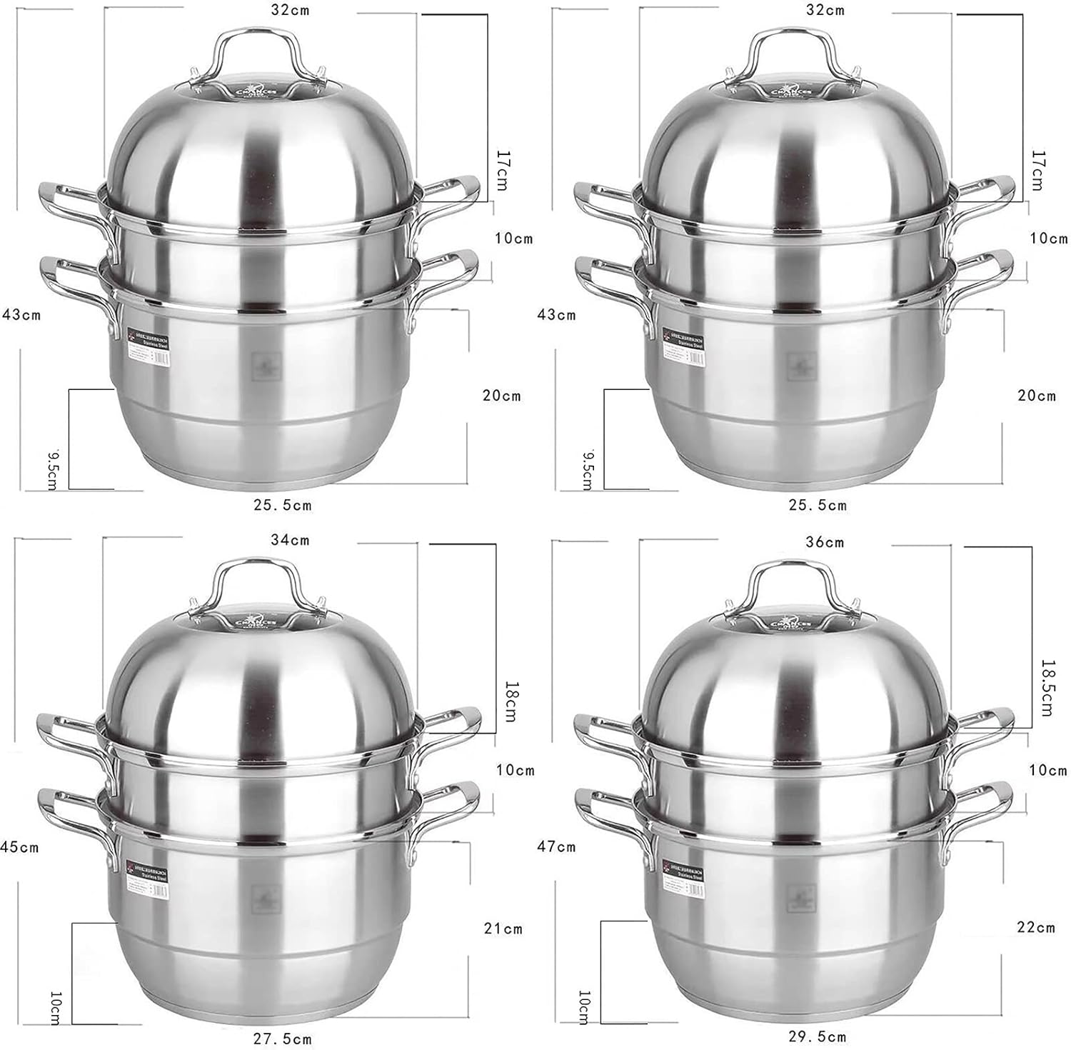 Steamer cookware/Soup Pot/Food Grade 304 Stainless Steel, 3-Layer Composite Pot Bottom, Steamed Buns, stewed Chicken Soup，36cm
