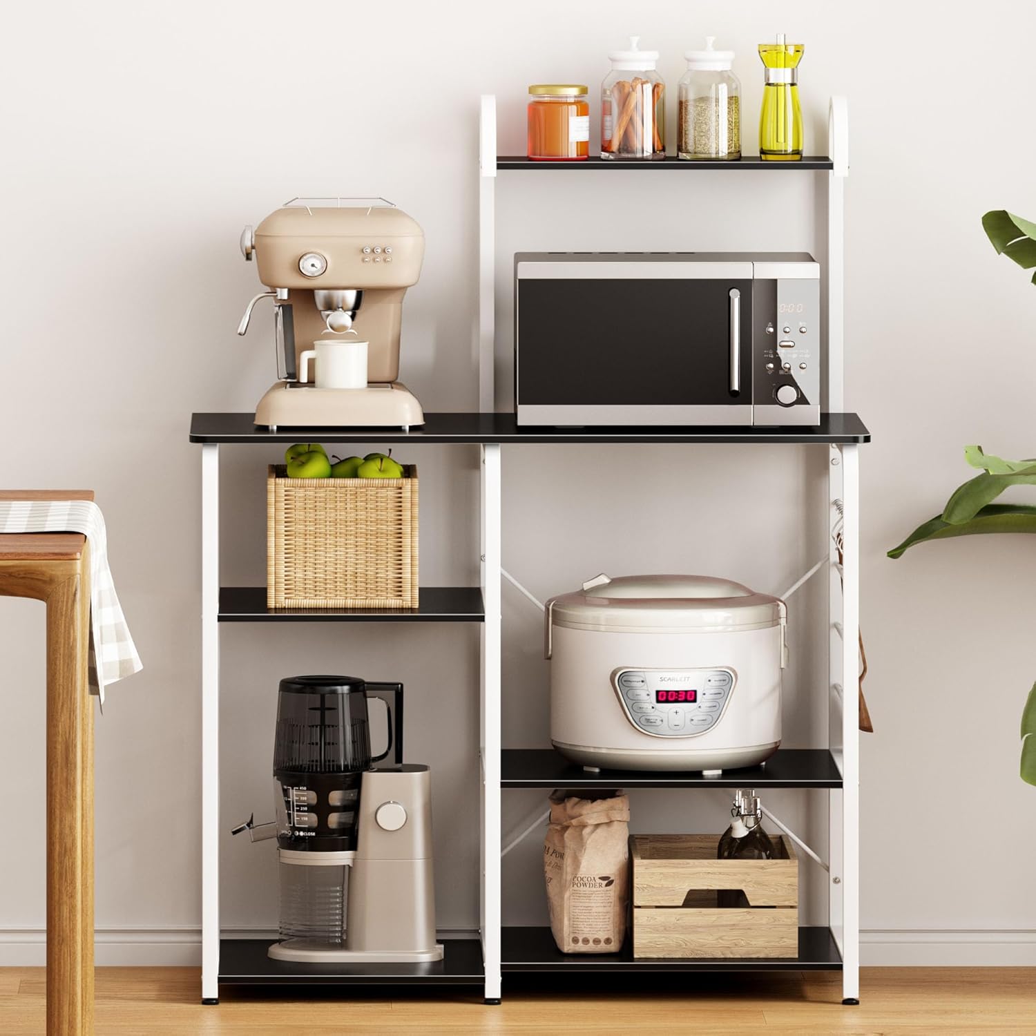 SogesHome 4-Tier Kitchen Baker's Rack Utility Microwave Oven Stand Storage Cart Workstation Shelf, Vintage Brown