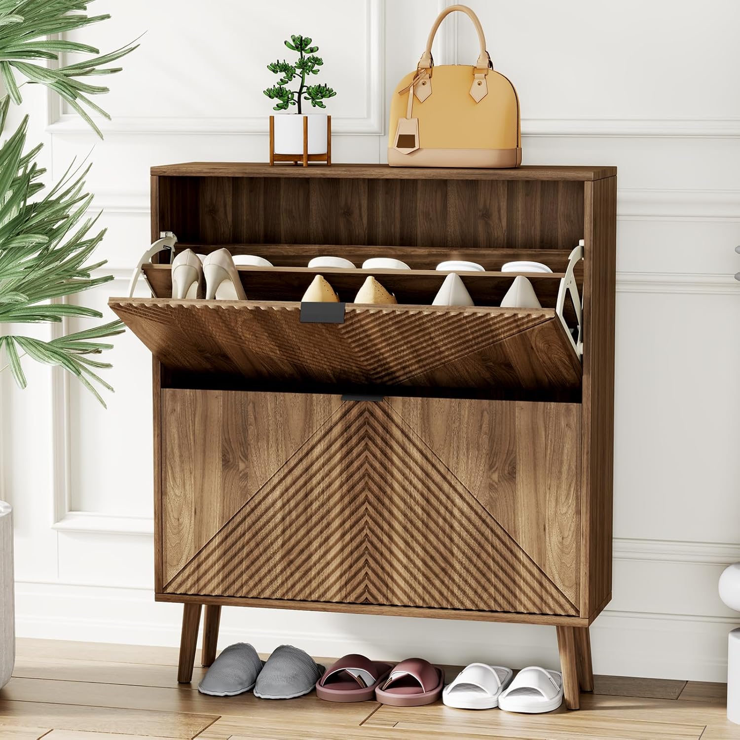 Shoe Cabinet with 2 Flip Drawers, 31.5