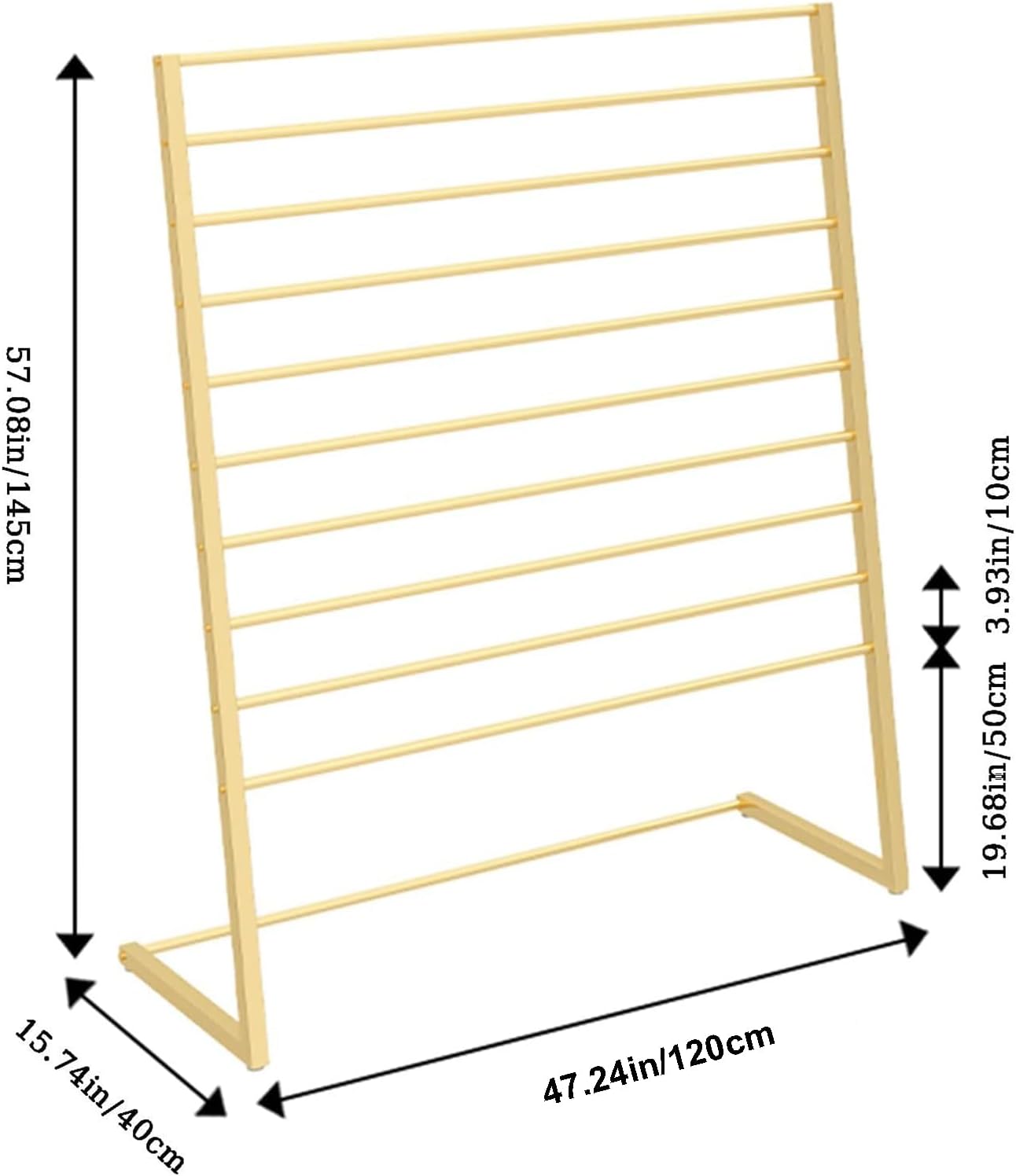 10 Tier Metal Scarf Holder Organizer, Freestanding Display Stand for Retail Store, Towel and Belt Hanging Rack