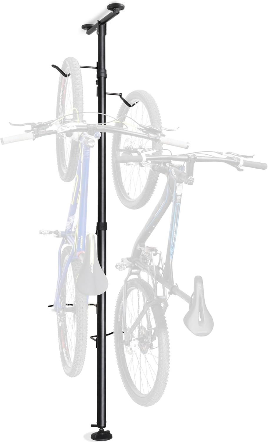 CyclingDeal Floor to Ceiling 2 Bike Storage Stand | Adjustable Aluminum Dual Hanger Pole Rack with Gravity Hooks & Locking Mechanism | Extends 5ft to 10ft | No-Drill Indoor Garage Apartment
