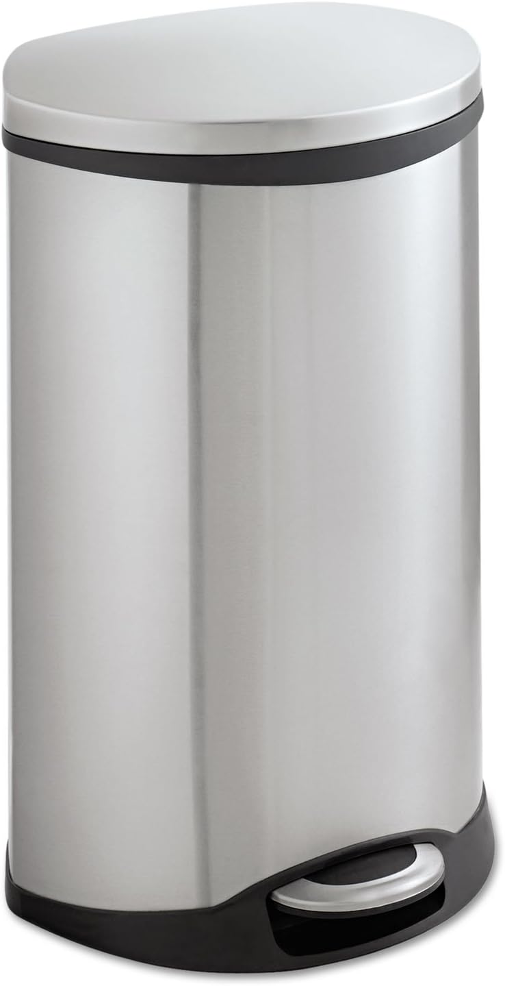 Safco Products Stainless Steel Ellipse Step-On Can, 12.5-Gallon