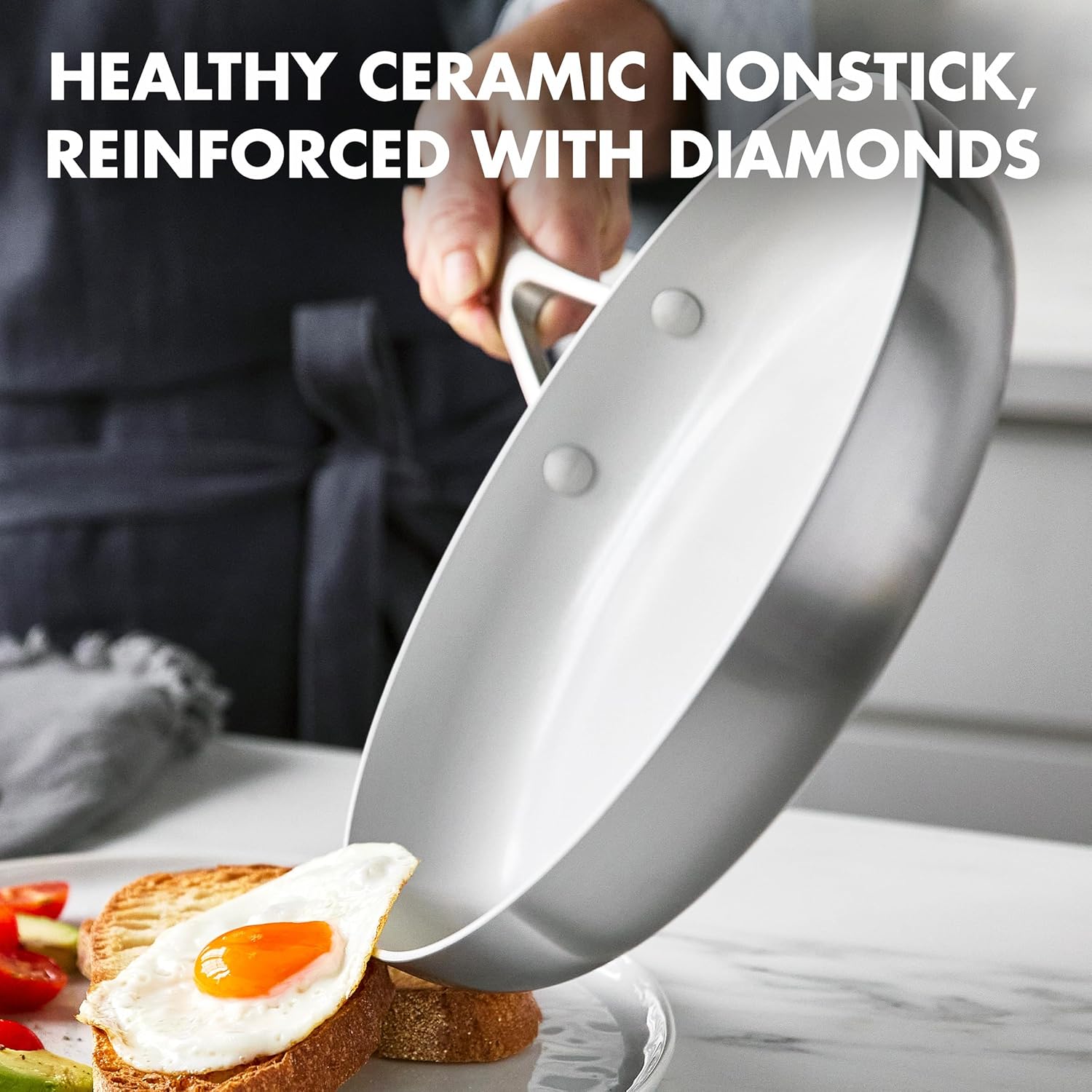 GreenPan Venice Pro Tri-Ply Stainless Steel Healthy Ceramic Nonstick 13 Piece Cookware Pots and Pans Set, PFAS-Free, Multi Clad, Induction, Dishwasher Safe, Oven Safe, Silver