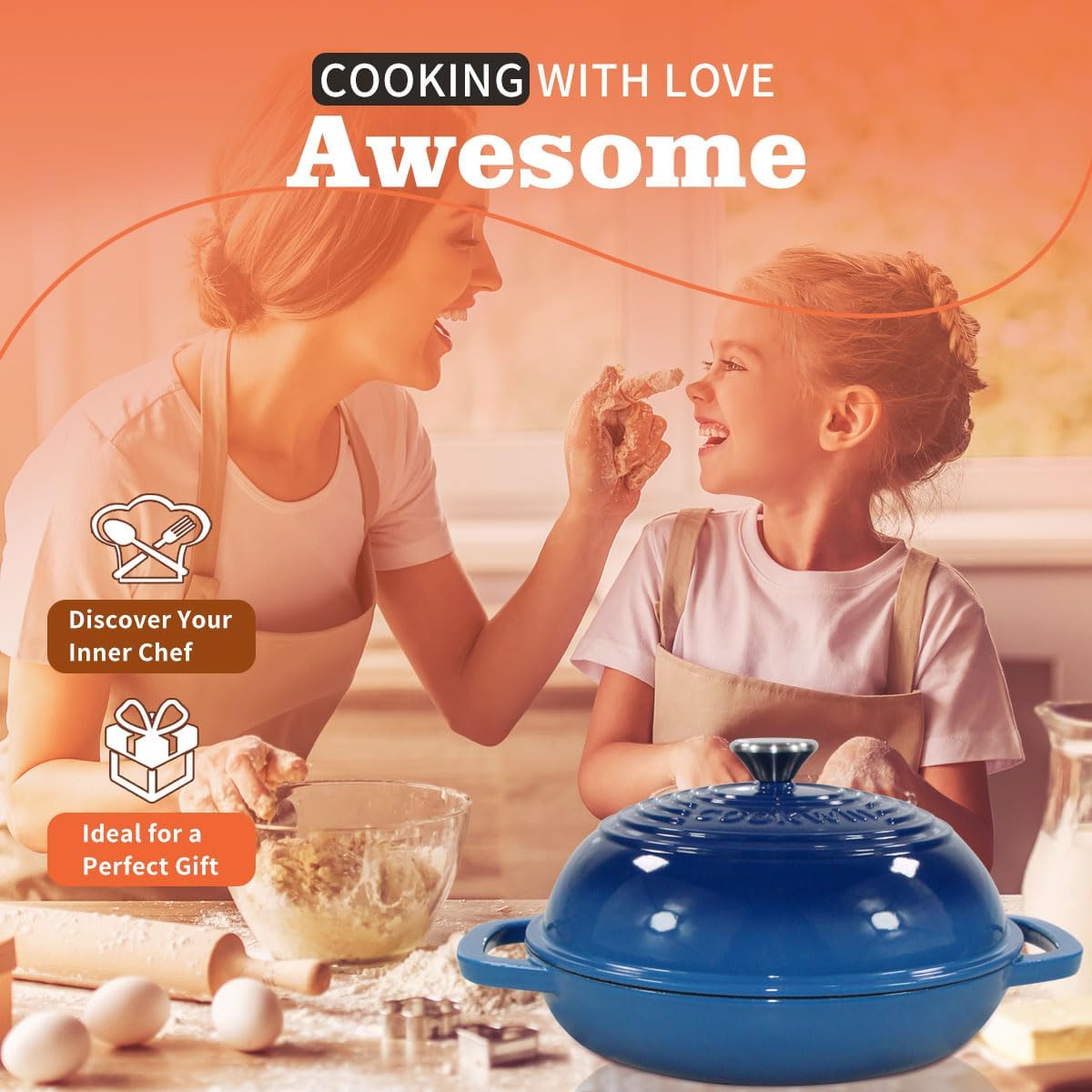 Enameled Cast Iron Dutch Oven with Lid, 11