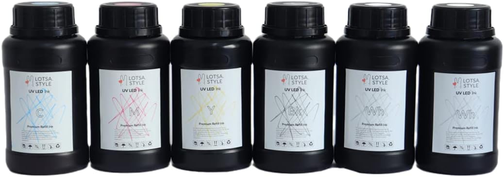 Premium Ultraviolet UV LED Ink Refill Direct to Substrate Direct to Film DTF for UV & UV DTF Printers Ink PRO (CMYK Wh, Medium)