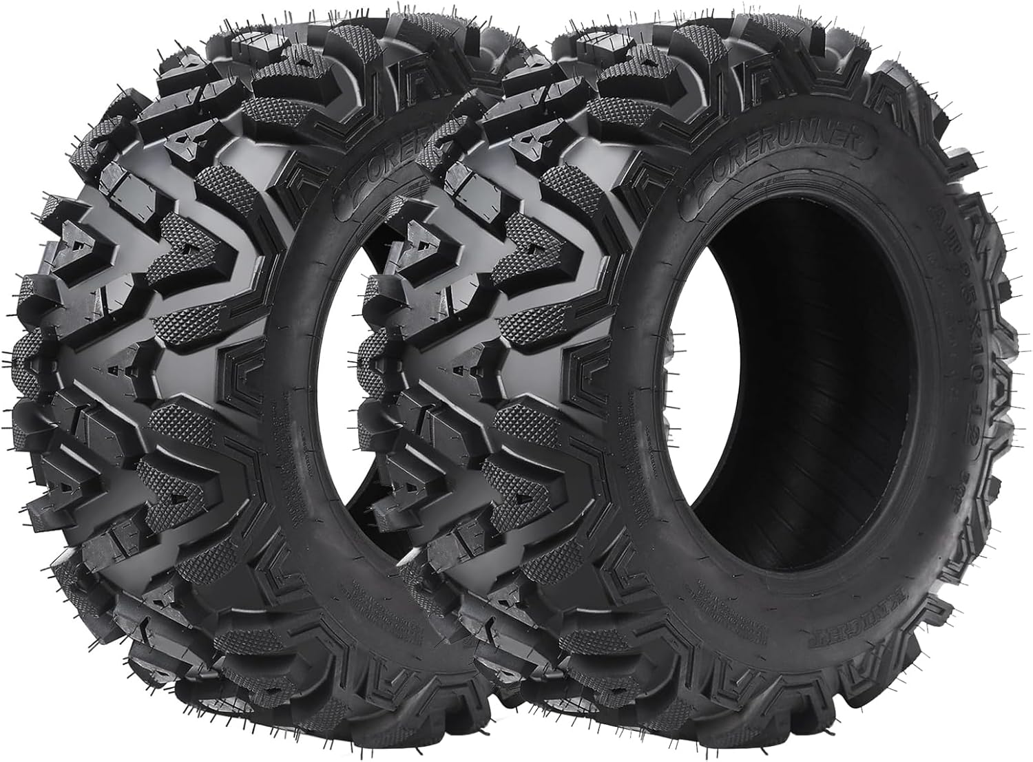 25x8-12 6PR TL UTV ATV Tire - All Terrain 25x8x12 Tires, 6-Ply Rating Tubeless, Max Load 340lbs each Tire, OD 5in, SW 8in