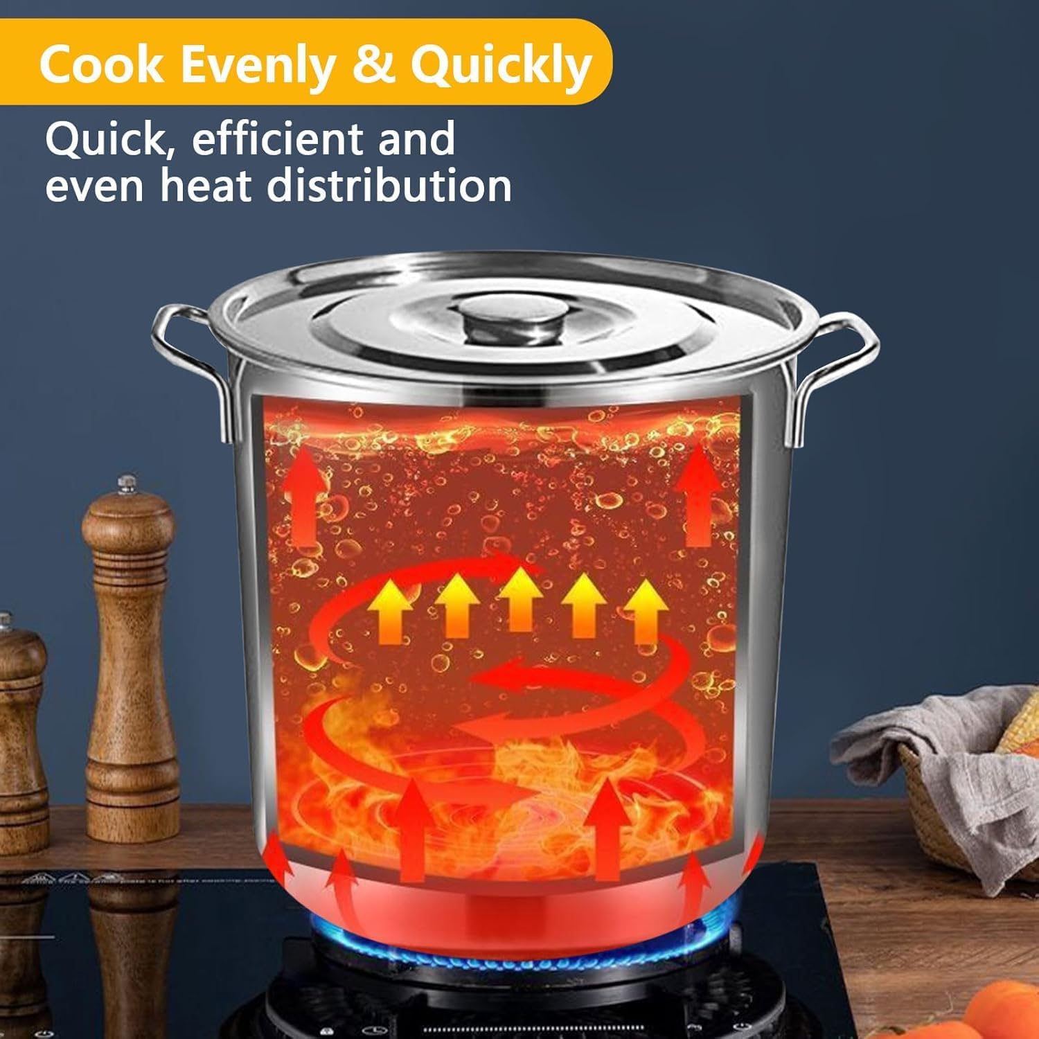 Large Capacity Stainless Steel Soup Bucket - Crayfish Boiler & Seafood Stew Pot for Commercial Use(50CM*50CM)