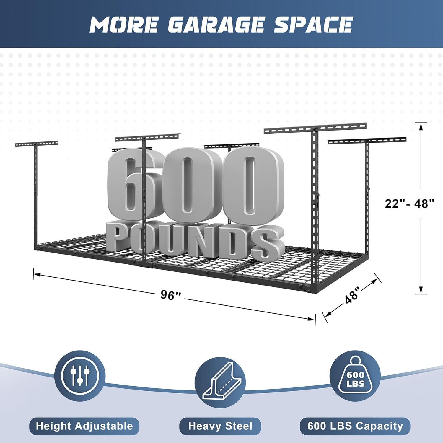 4X8FT Overhead Garage Storage Rack, 22