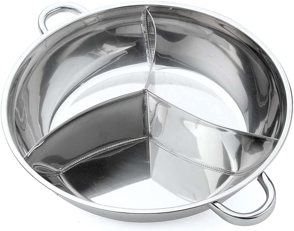 Stainless Steel Hot Pot Three Divided Cookware Induction Little Sheep Ruled Compatible Cooking Tools Winter Party