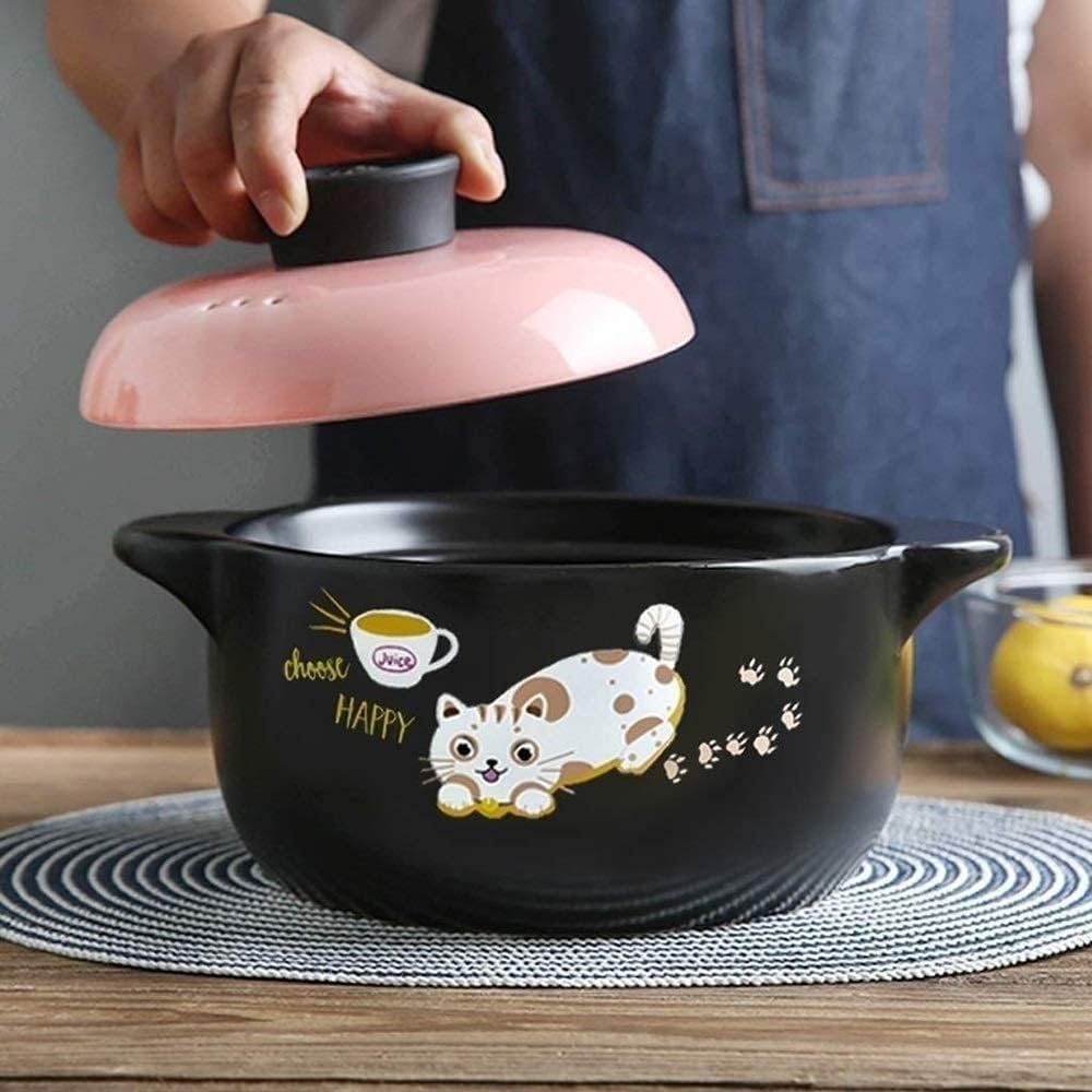 Clay Pot for Cooking Ceramic Casserole Clay Pot Terracotta Casserole Dish Heat Storage,Healthy and Energy Saving(Size:Capacity 4L)