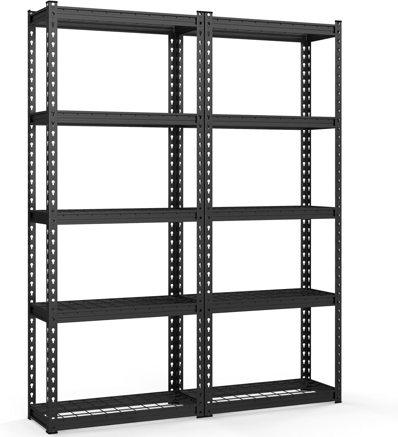 Goplus 5-Tier Metal Shelving Unit, 2 Pack Heavy Duty Wire Storage Rack with Anti-Slip Foot Pads, Height Adjustable Shelves for Warehouse, Kitchen, Living Room, Garage, 15.5
