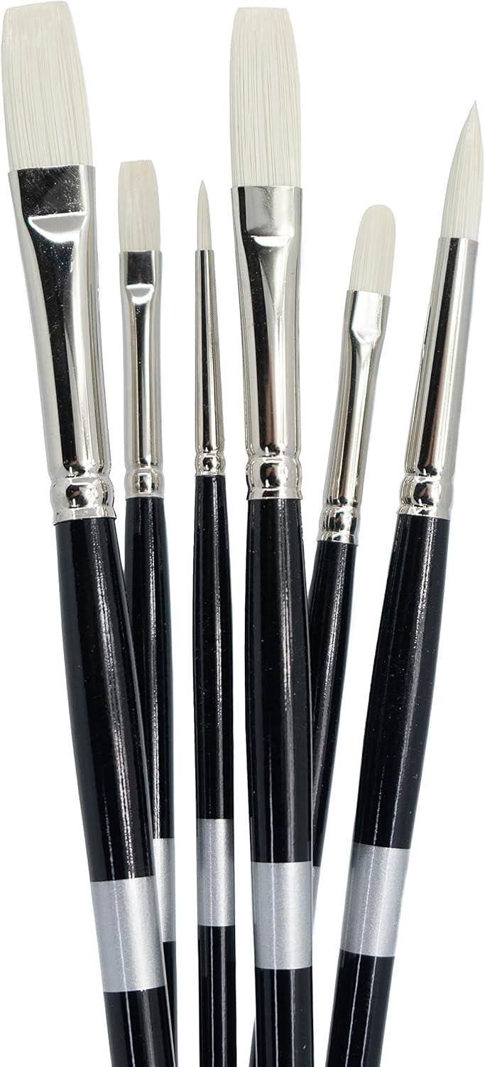 Trekell Opal Bristle Acrylic Paint Brush Set - Assorted Professional Paint Brushes Designed for Acrylic and Oil Paint - 10