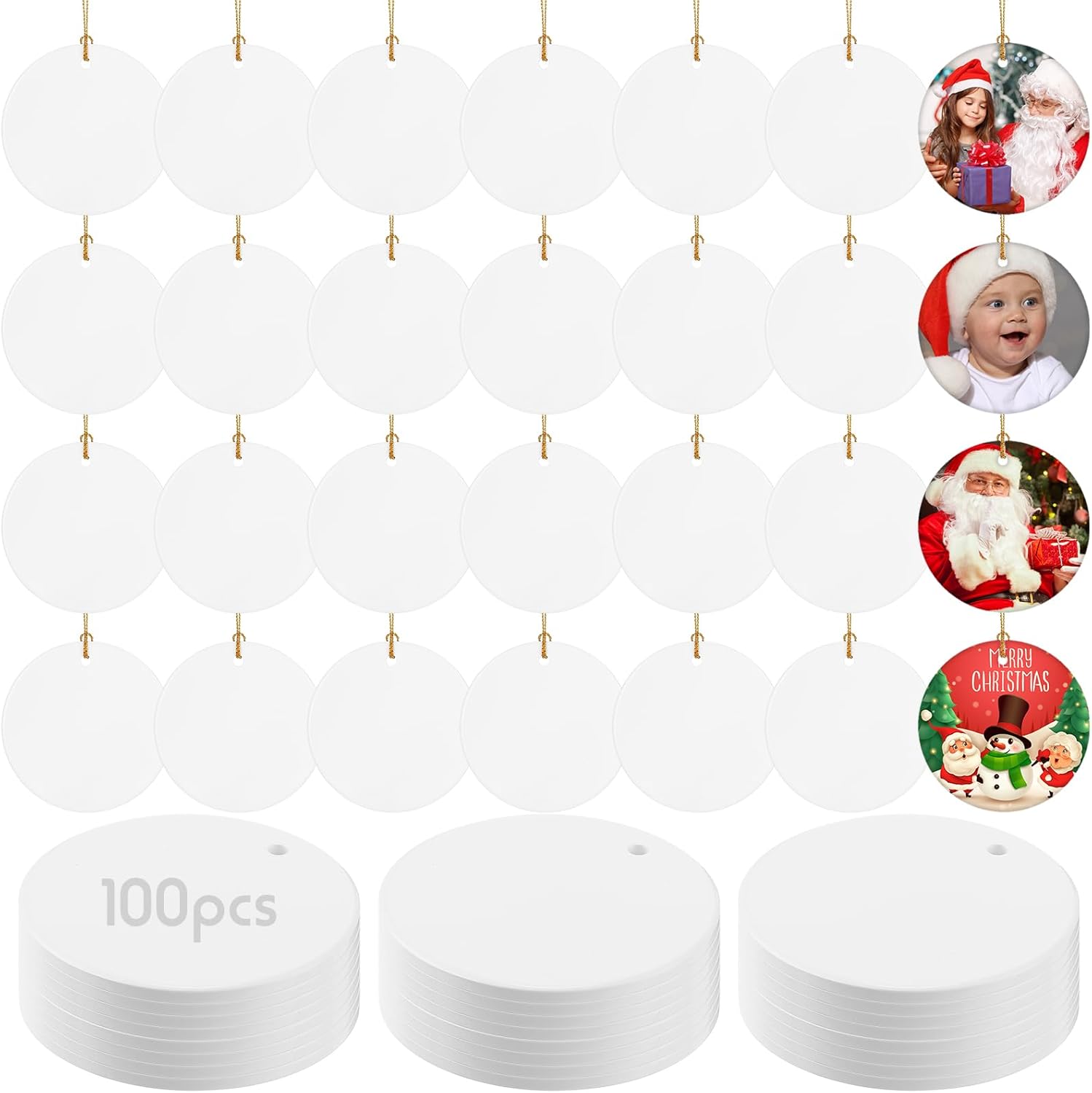 Shappy 100 Pcs Sublimation Ceramic Ornaments 3