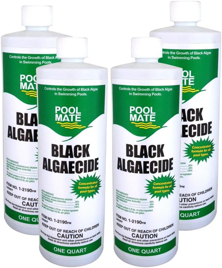 Pool Mate 1-Quart 12-Pack Concentrated Black Algaecide, Algaecide for Pool, Made in USA
