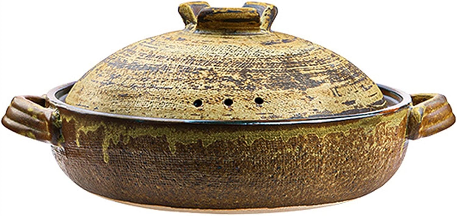 Ceramic Hot Pot, Clay Pot for Cooking Ceramic Hot Pot Casserole Earthenware Pot with Lid,(2.2L)