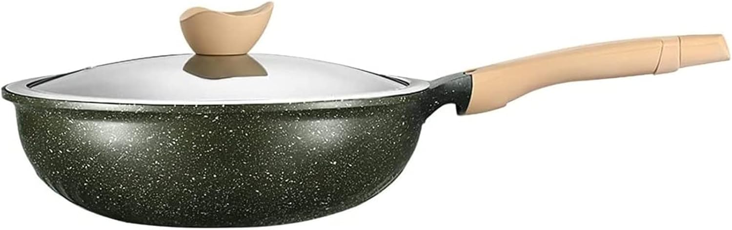 Frying Pan 28cm Cooking Wok Pot Aluminum Alloy Handle Glass Lid No Stick Saucepan Pancake Induction Cooker Gas Universal Skillet Octopus feet