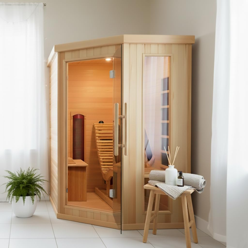 Full Size Portable Personal Infrared Sauna for Home, Personal Home Spa Tent with Remote Control, Heating Foot Pad, Foldable Reinforced Chair （Grey, L33.8 x W 33.8