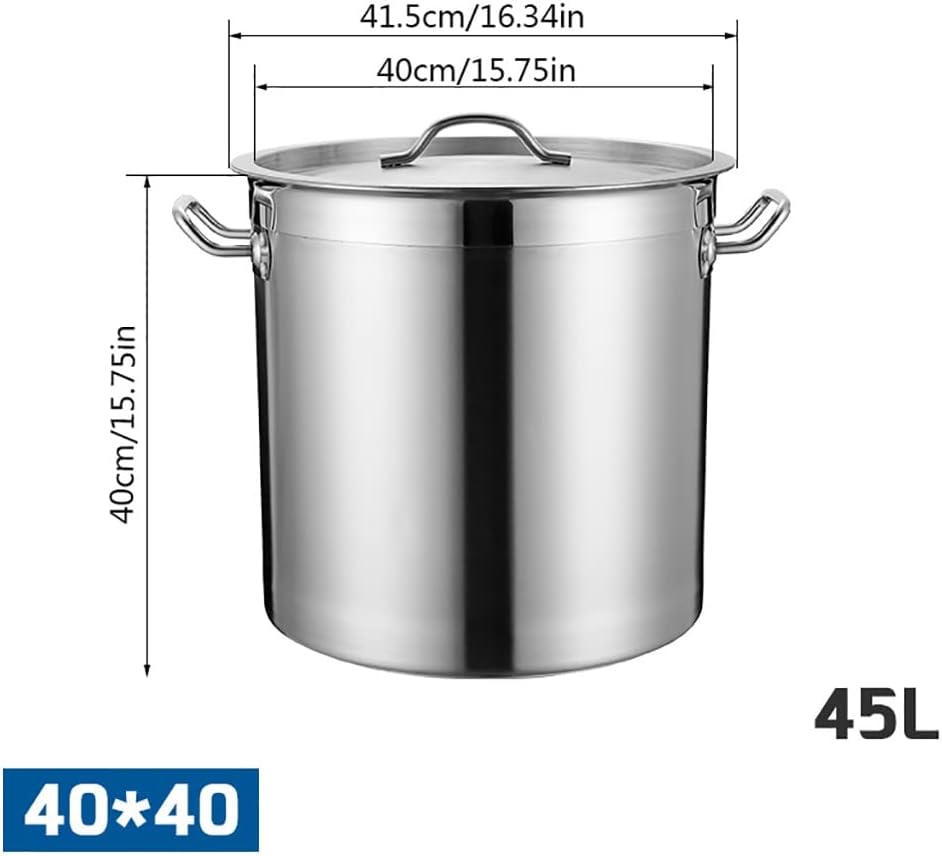 Stockpots Stockpot, Large Deep Stainless Steel Cooking Stock Pot Stainless Steel Lid(40cm*40cm(45L)