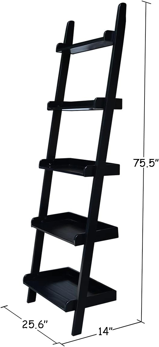 International Concepts 5 Tier Leaning Shelf, Black