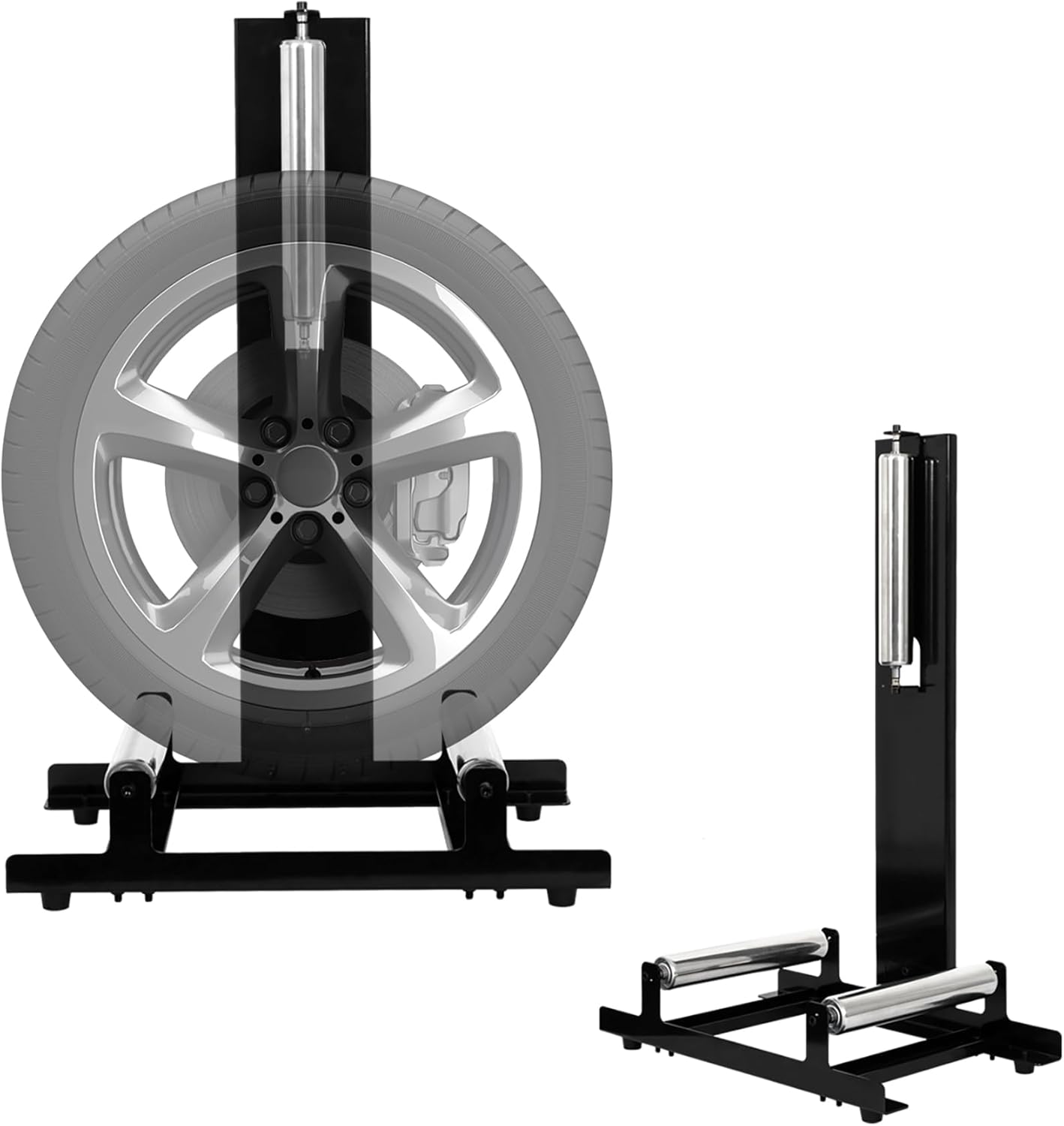 biosp Rolling Wheel Detailing Stand, Heavy Duty Polishes Wheel Cleaning Stand for Ceramic Coating, Applying Tire Shine & Car Wheel Wash fo Auto Repair Shop Garage