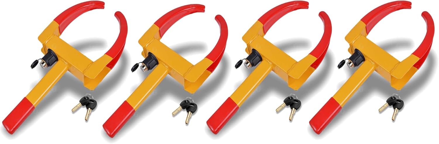 ZONETECH Wheel Lock Security Tire Clamp - Premium Quality Heavy Duty Anti- Theft Protective Vehicle Wheel Clamp (4 Pack)
