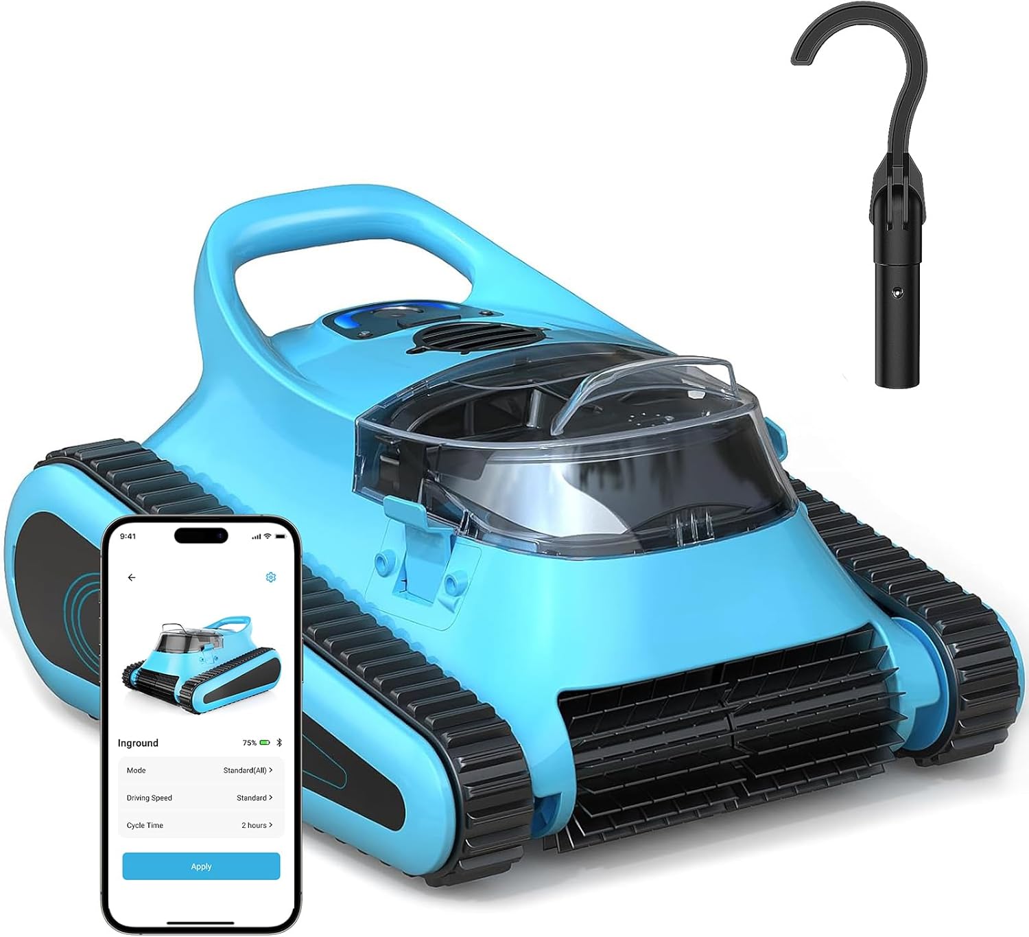 (2025 New) Cordless Robotic Pool Vacuum Cleaner, Wall-Climbing & Waterline Cleaning, Smart Navigation & App Control, 150 Min Runtime for In-Ground & Above Ground Pools up to 2000 Sq Ft