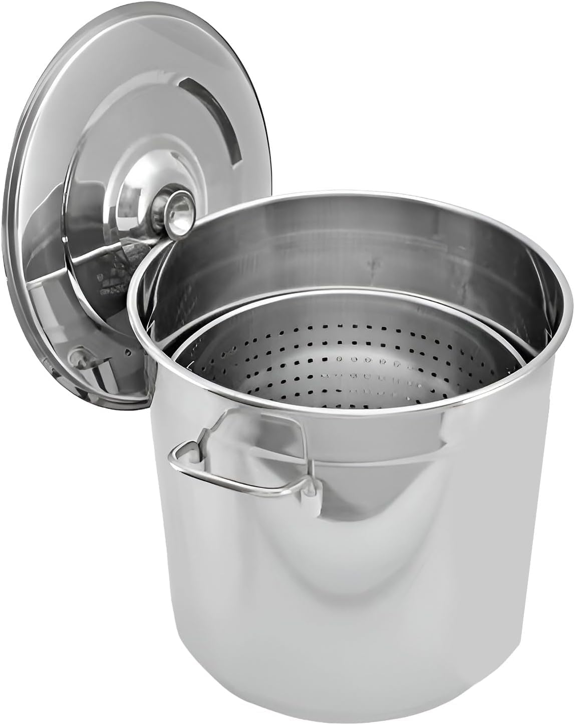 Large Stainless Steel Seafood Boil Pot with Strainer - Ideal for Crawfish, Crab, and Lobster Cooking(50cmx50cm)