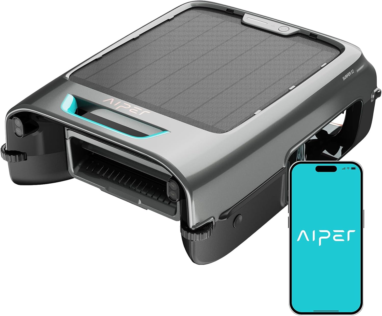 AIPER Surfer S2 Robotic Solar Pool Skimmer with APP Support, 24/7 Cleaning, Dual Charging Modes, Smart Obstacle Avoidance, Ideal for Most Swimming Pool Types