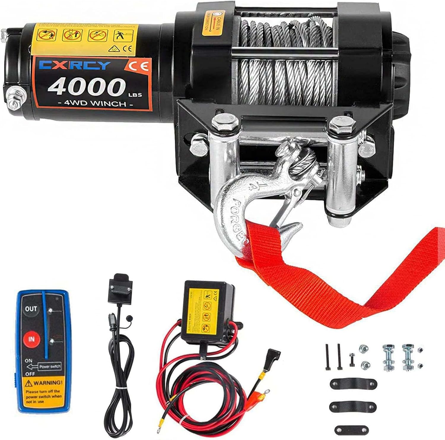 CXRCY 12V 4000 lbs Electric Winch Kits with 3/16
