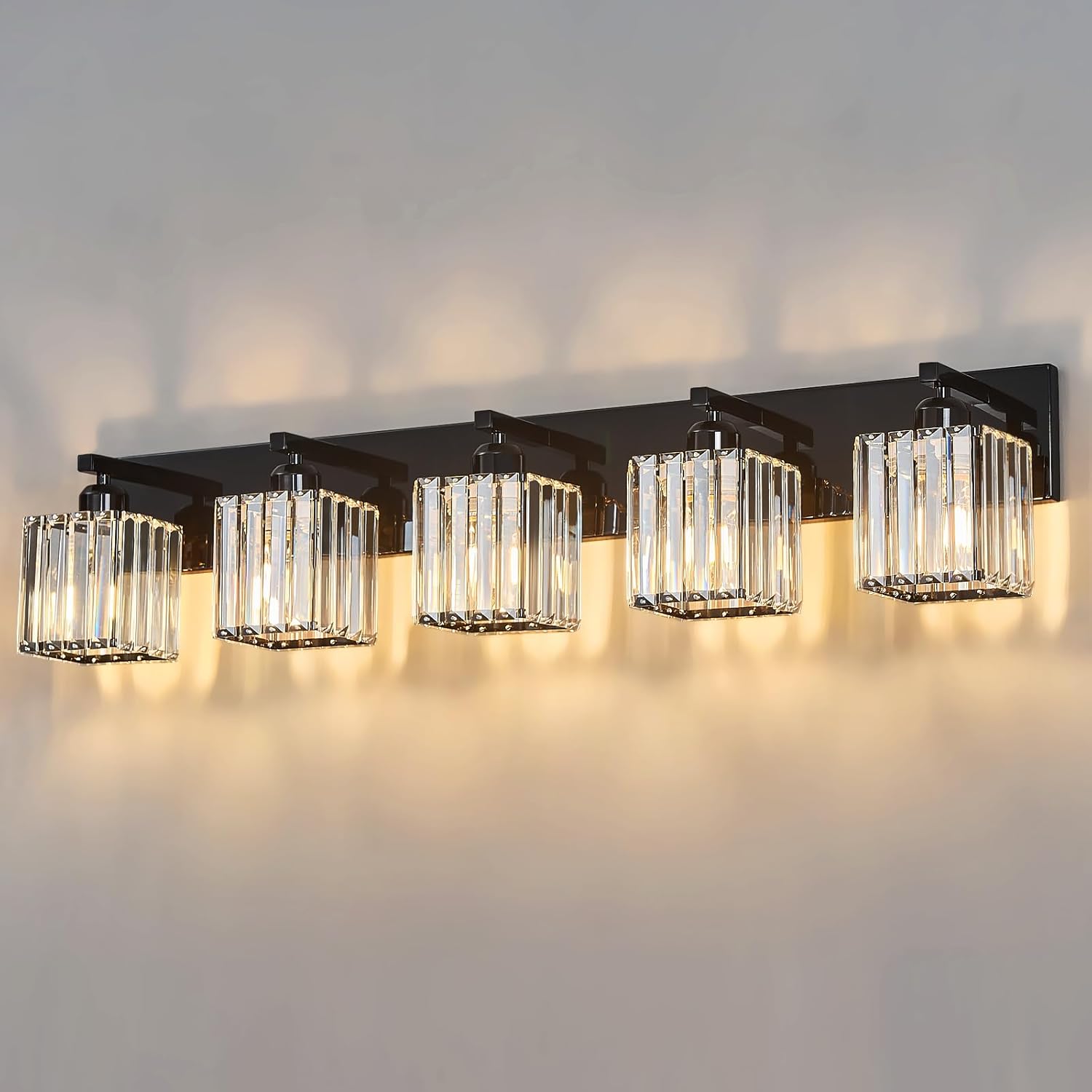 Modern Bathroom Vanity Light 3-Lights Gold Crystal Wall Lamp Bathroom Modern Crystal Vanity Lighting