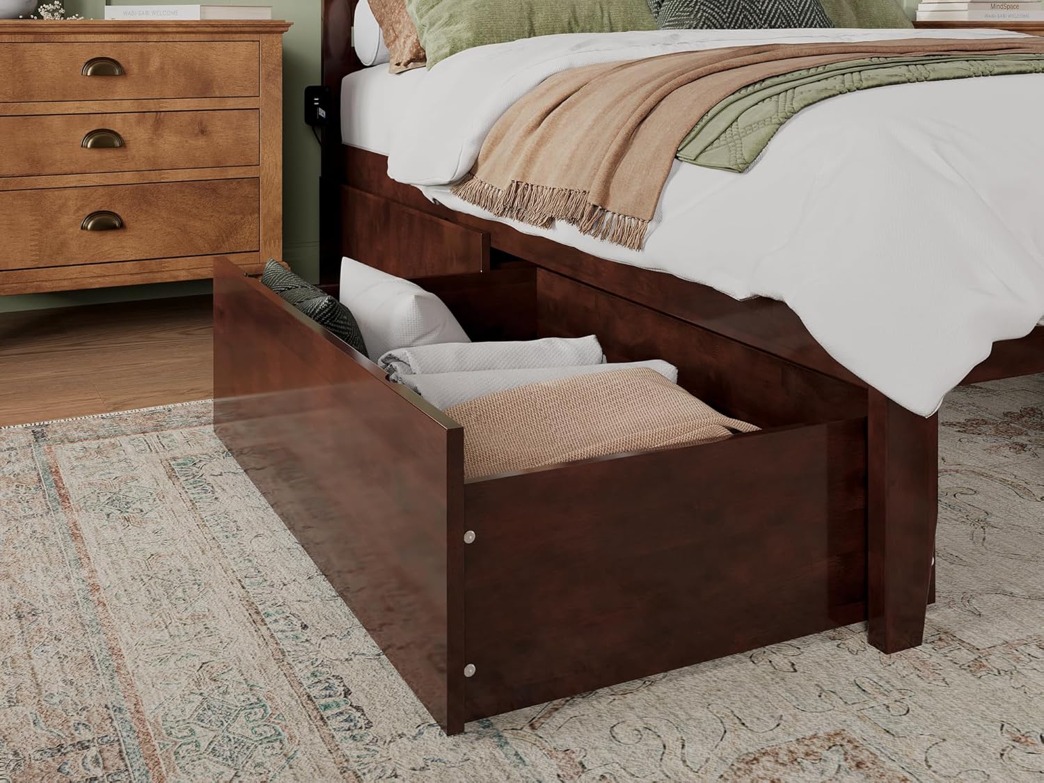 AFI Queen/King/Twin XL Under Bed Storage Drawers (Set of 2), Walnut