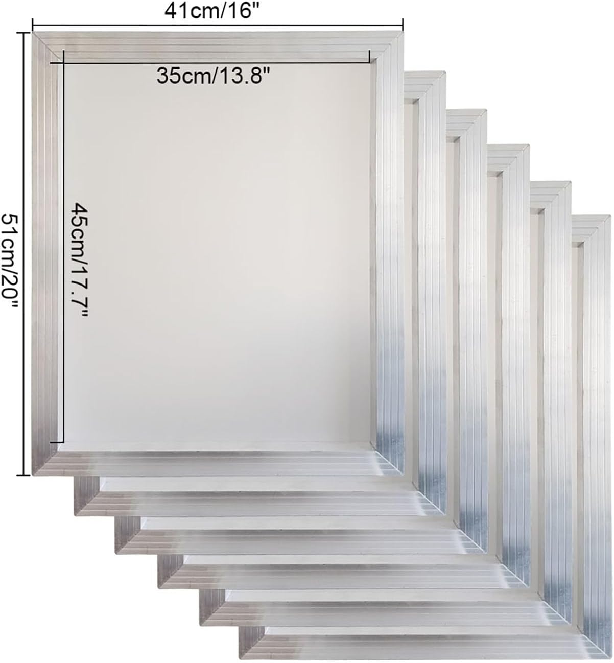 YLZ Aluminum Silk Screen Printing Screens 16 x 20 Inch Frame-110 White Mesh (6 PCS)