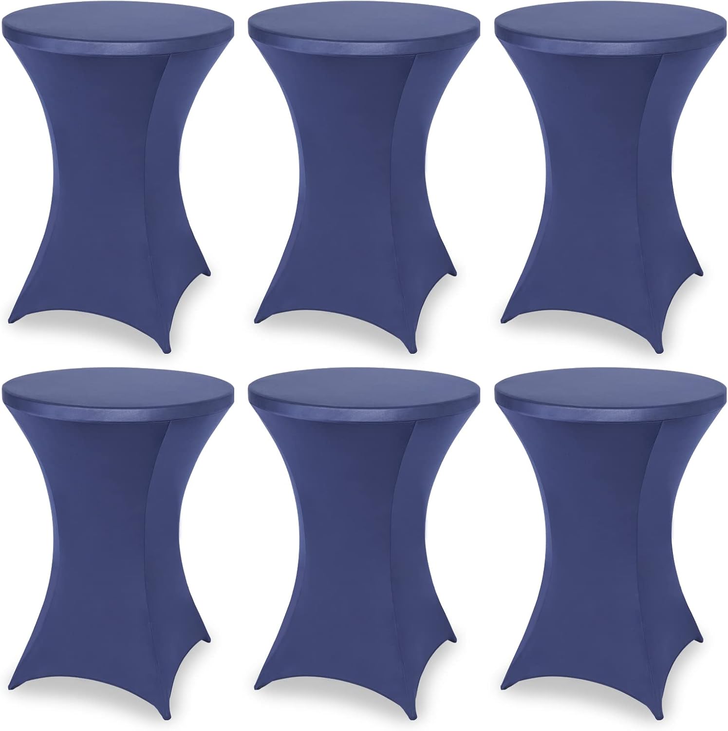 FestiCorp 6 Pack Spandex Cocktail Table Covers Fitted Clothes, Elastic Round Table Cover, Stretch Tablecloth for Party, Bar, Wedding, Birthday, Banquet, Navy, 30