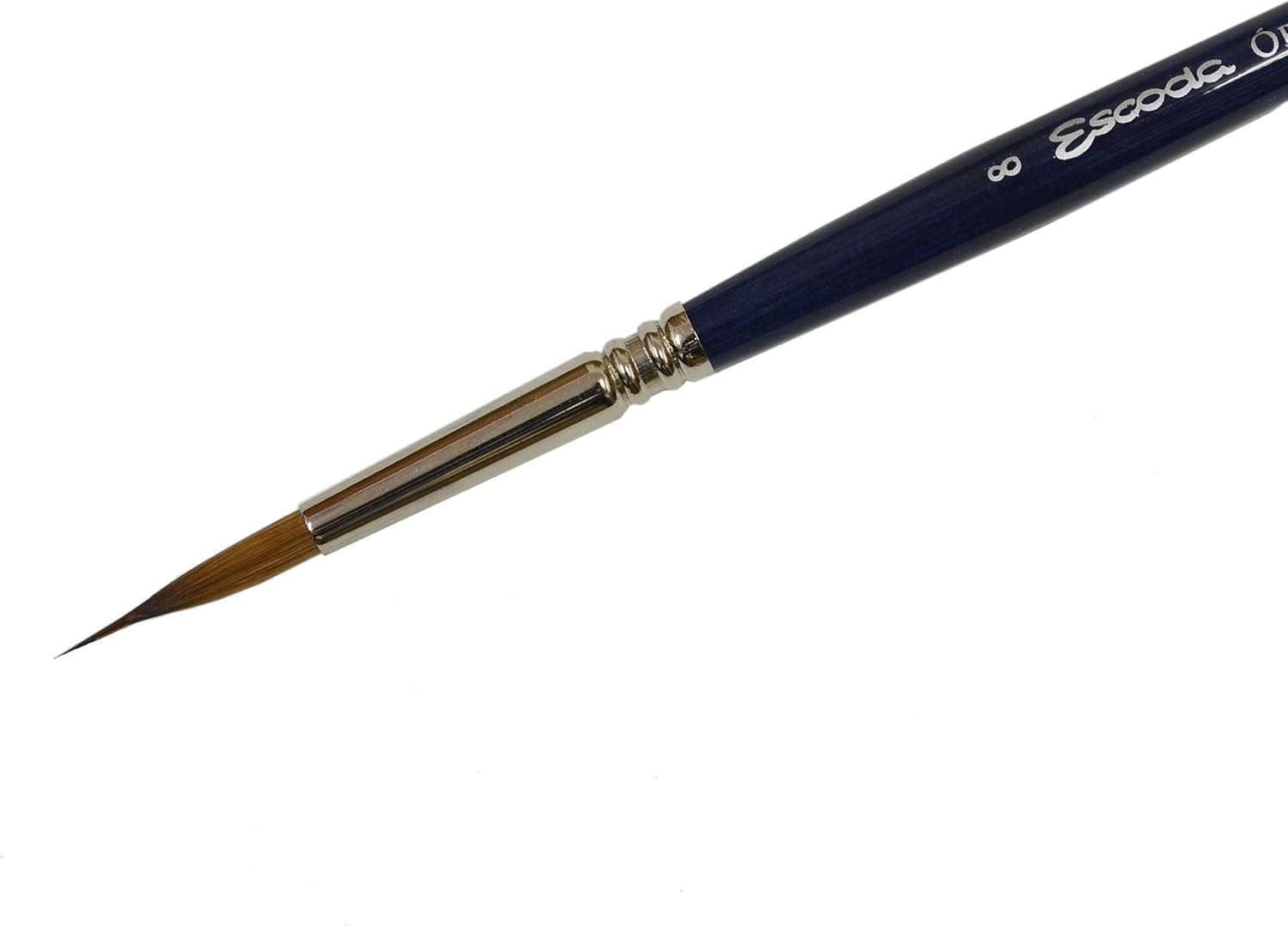 Escoda Optimo Series 1310 Artist Watercolor & Acrylic Short Handle Paint Brush, Pure Kolinsky, Liner, Size 8
