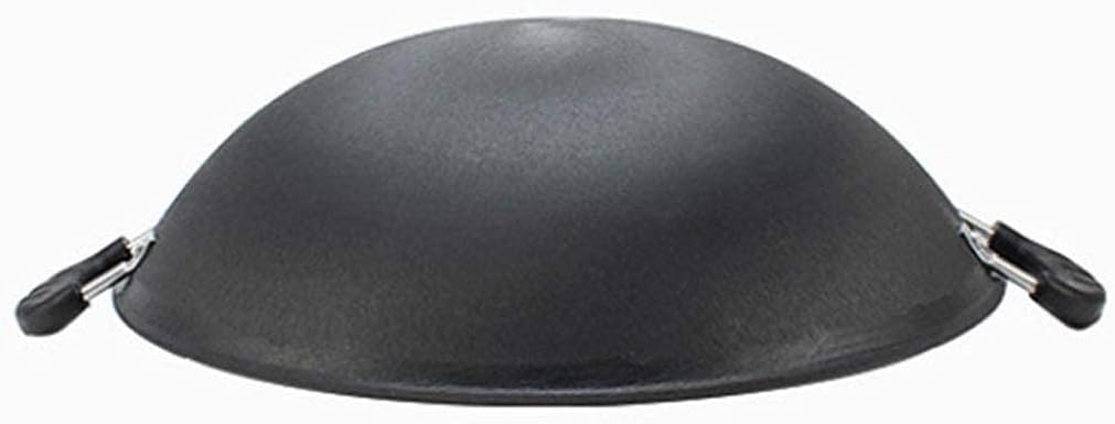 Easy to Clean Pan,Cast Iron pan Big Pot Round Bottom Wok Uncoated Non Stick Double Ear Fryin pan Casserole Selected Kitchen pots Chinese cookware,38cm