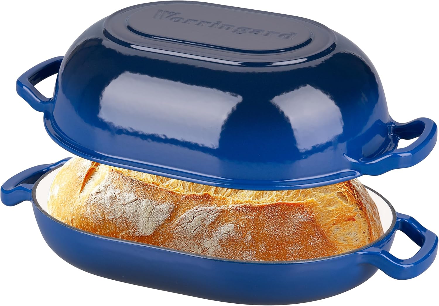 Enameled Cast Iron Sourdough Bread Oven, Dutch Oven, Loaf Cast Iron Bread Pan for Homemade Bread Baking, Meatloaf Pan with Lid, 5QT, Latte