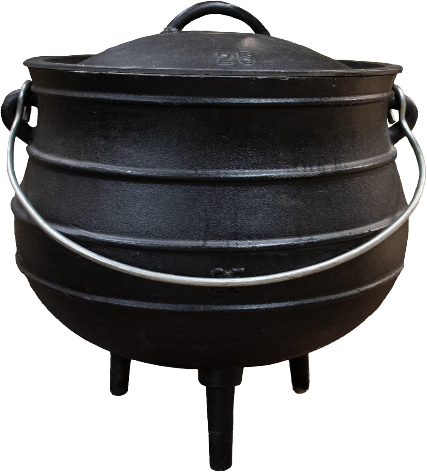 Lehman's Campfire Cooking Kettle Pot - Cast Iron Potje Dutch Oven with 3 Legs and Lid, 20.75 inch, 18.5 gallon
