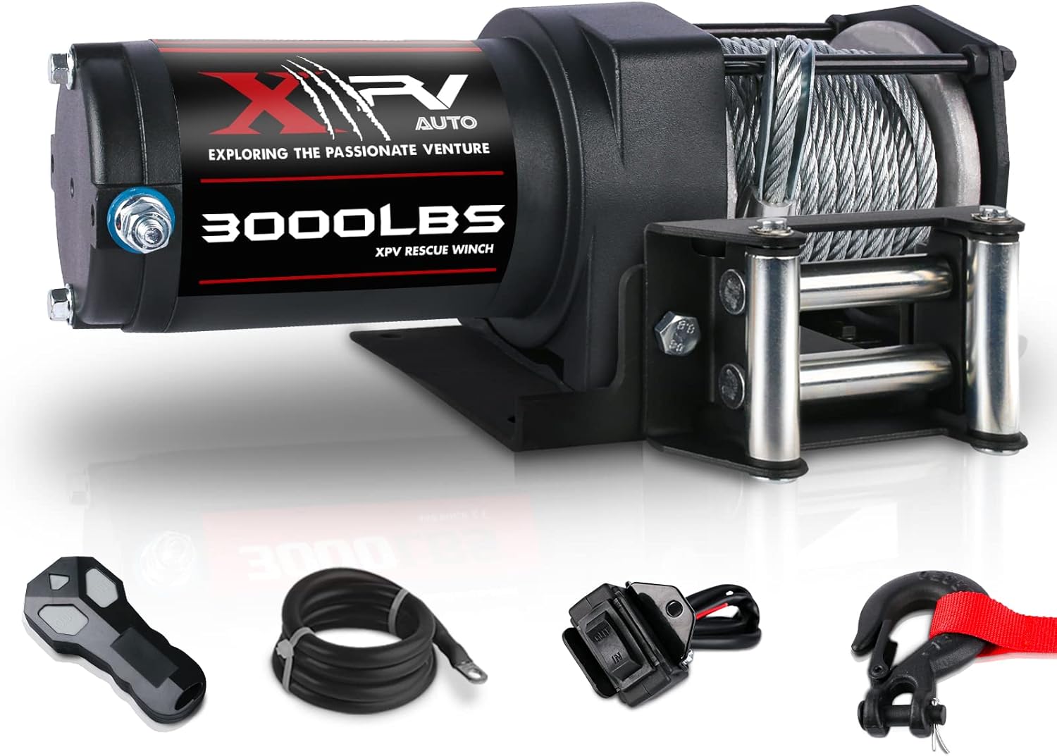 2500lbs Synthetic Winch with Remote Control & Mounting Plate ATV UTV Towing Trailer Winch Off-Road