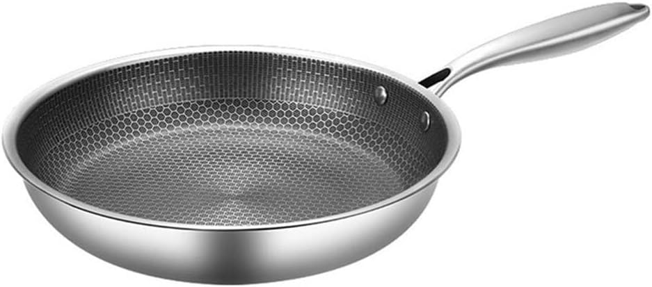 Stainless Steel Wok Thick Honeycomb Handmade Frying Pan Non-Stick Non Rusting Gas/Induction Cooker Pan-D-28cm(30cm)
