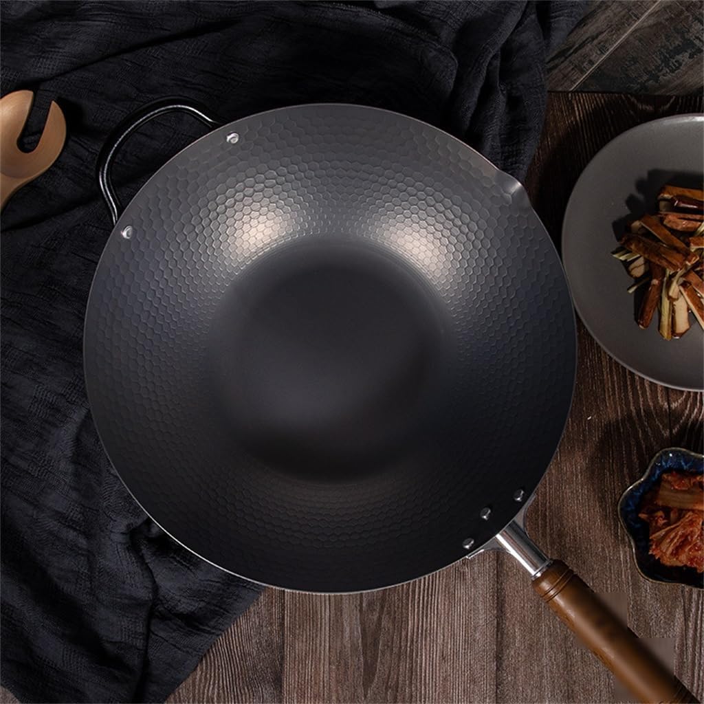 Iron Grain Household Frying Pan Wok Non-stick Flat Bottom