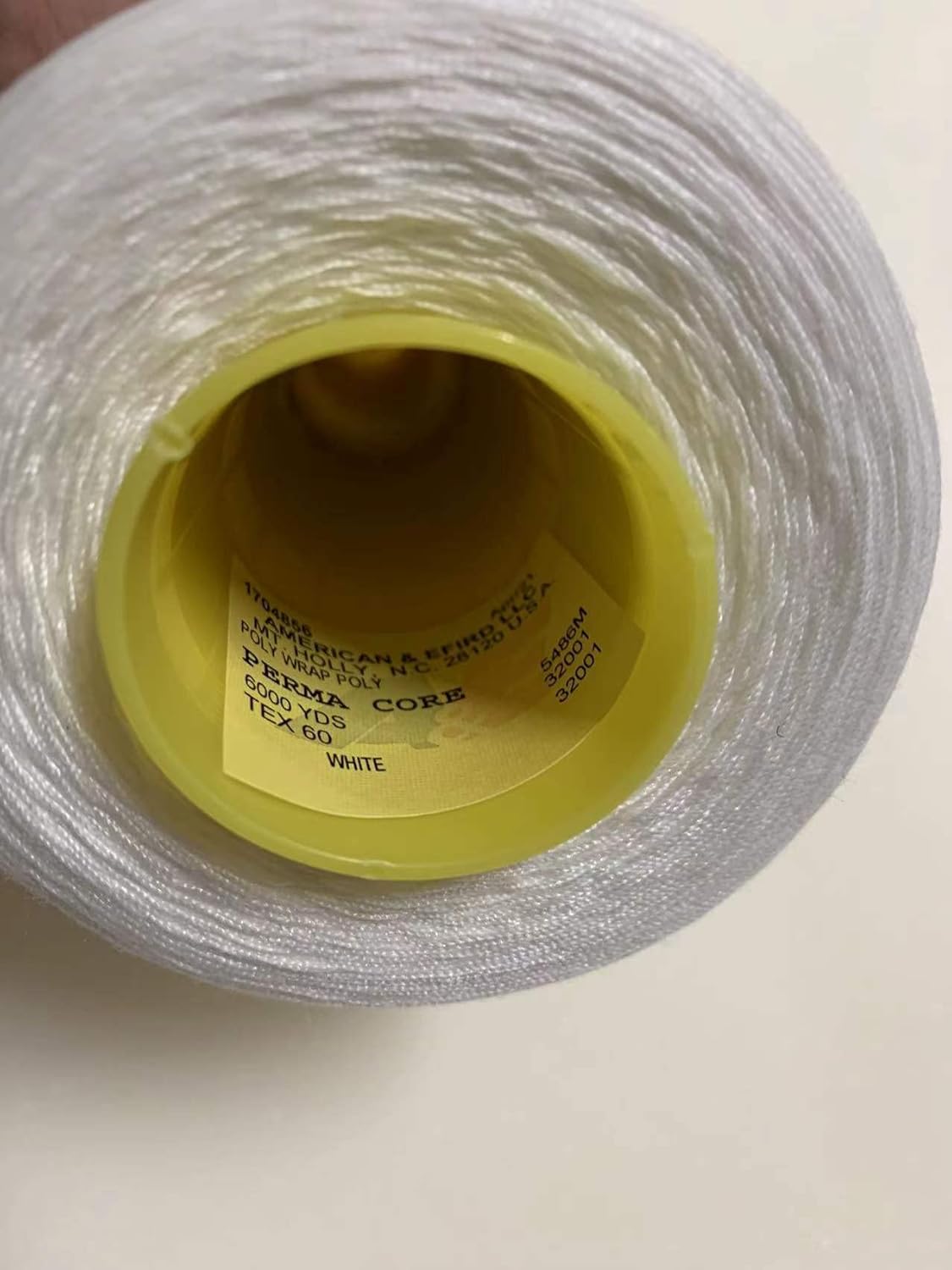 A&E Tex 60 Thread White #32001 100% Spun Polyester Cone 6000Y, Made in The USA (2 Spools) Free with Two Piece Galaxy Supply 5