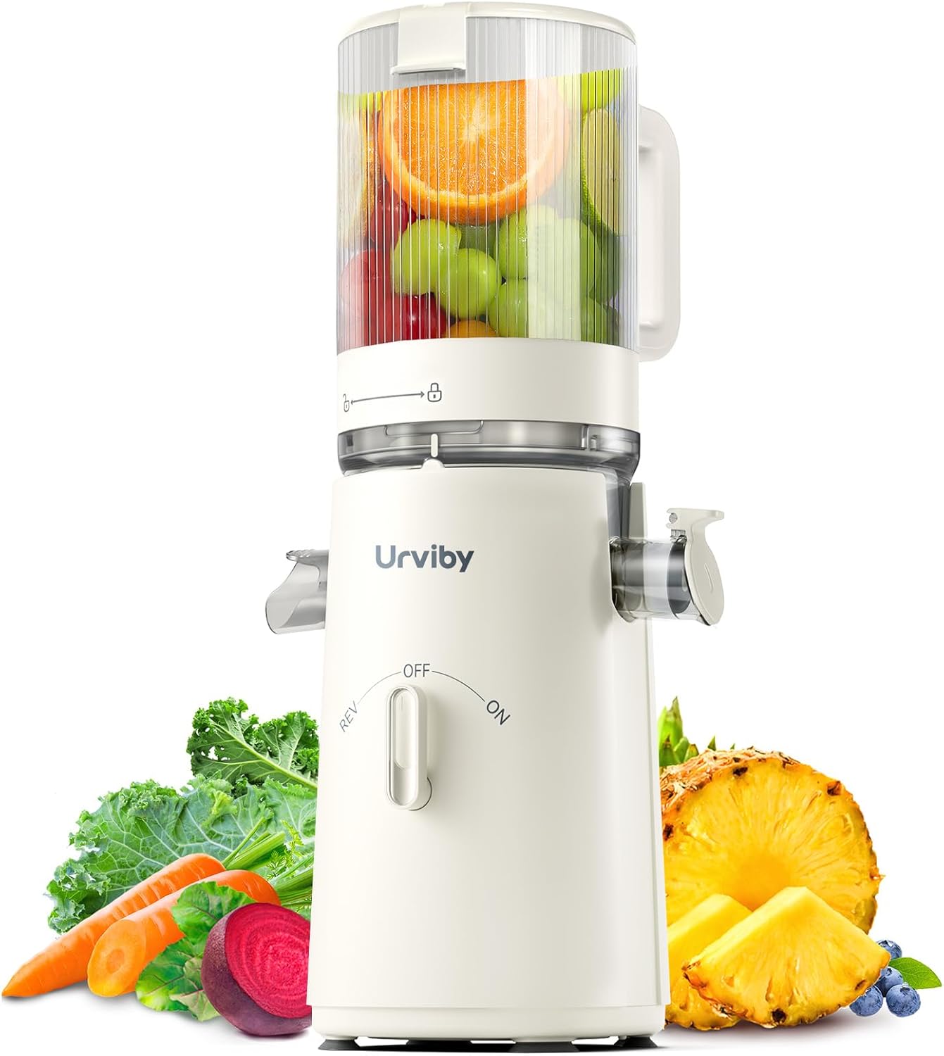 Cold Press Juicer, 2-in-1 Juicer Machines for Juice & Sorbet, with 5-Inch Wide Chute, High-Yield juice extractor for Fruits & Vegetables/High Nutrients/Reverse Mode/Easy to Clean