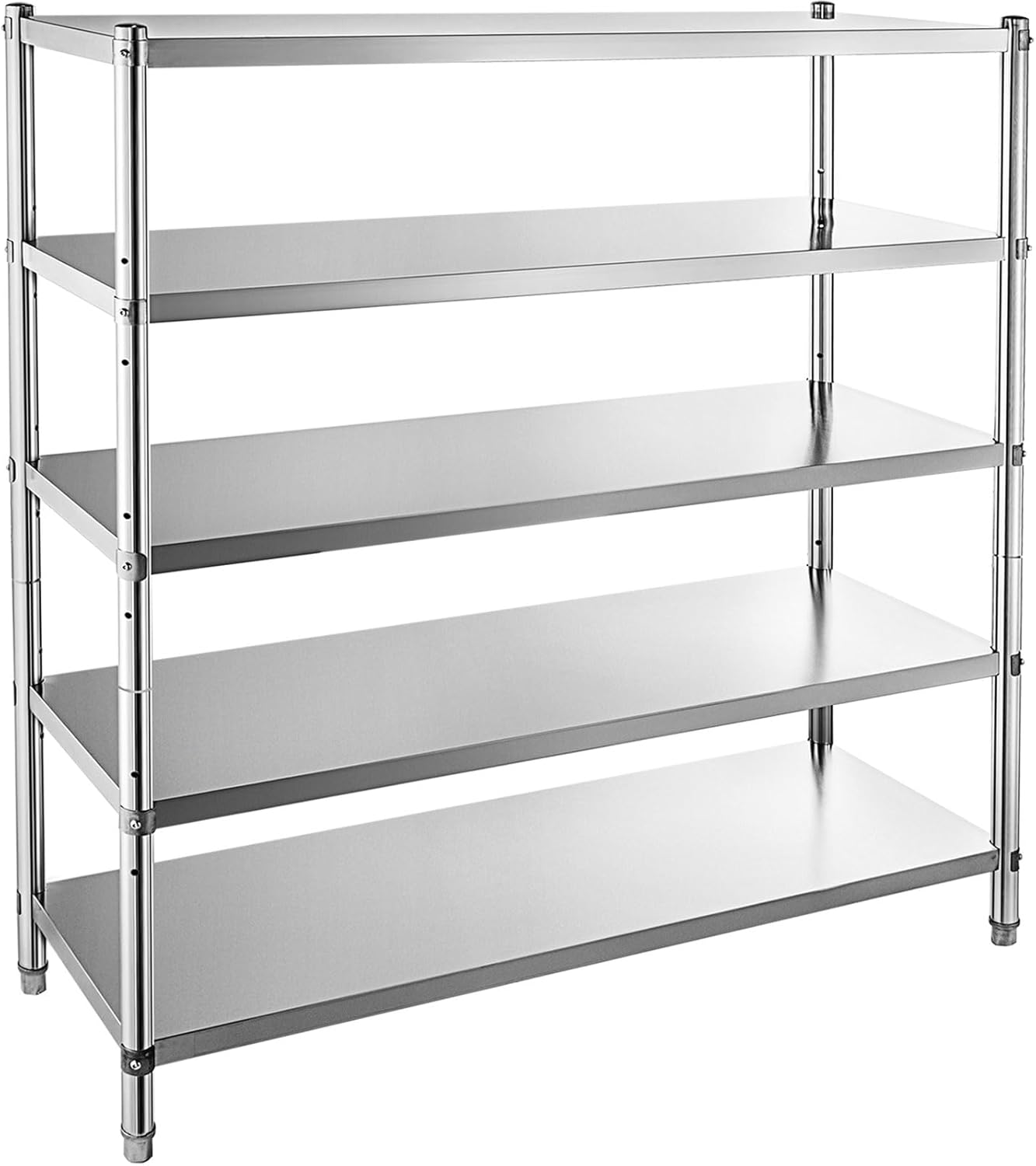 VEVOR Stainless Steel Shelving 48x18.5 Inch 5 Tier Adjustable Shelf Storage Unit Stainless Steel Heavy Duty Shelving for Kitchen Commercial Office Garage Storage 330lb Per Shelf