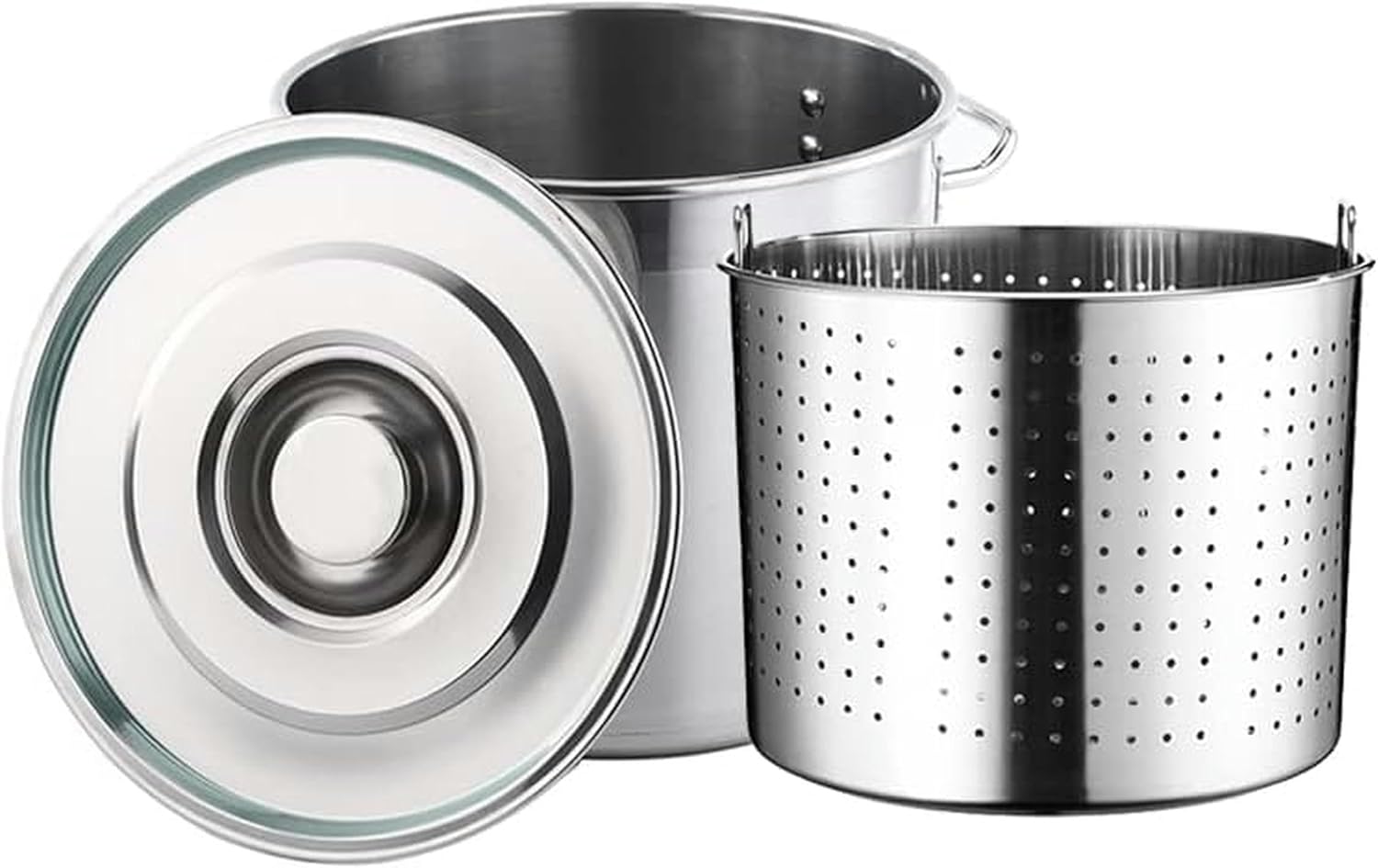 27Qt/45Qt/63Qt Turkey Fryer Pot with Basket and Lid Stainless Steel Stock Pot Heavy Kettle Seafood Crawfish Crab Boil Pot Cookware for Boiling and Frying,45x45cm(35x35cm)