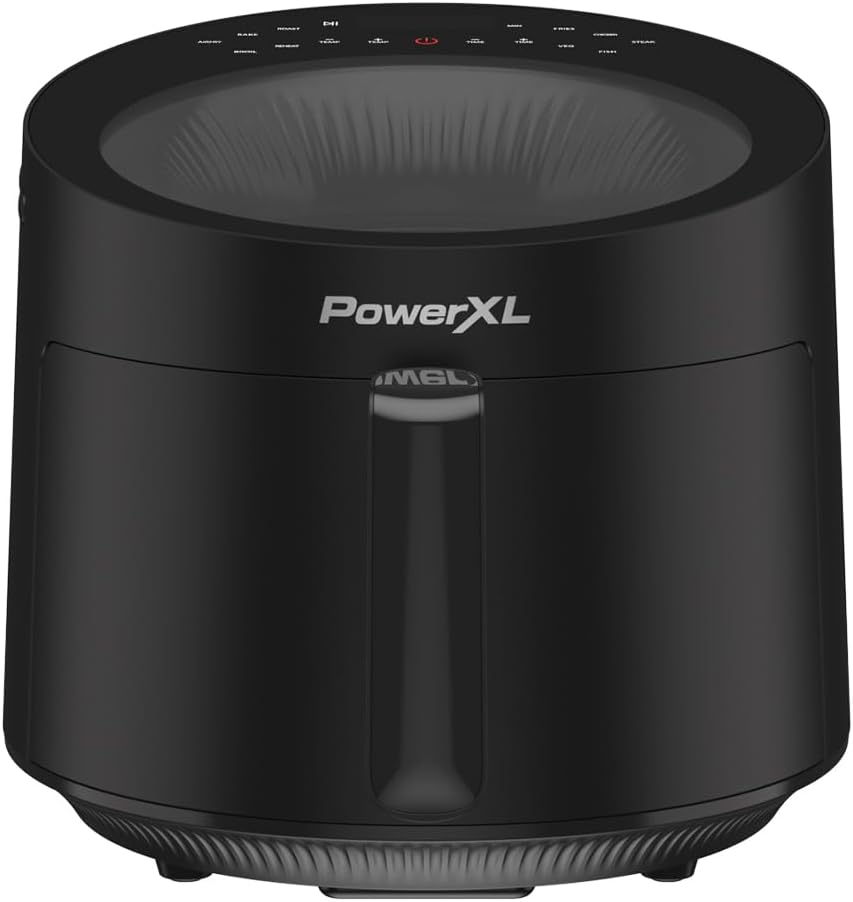 PowerXL LUMINEX 5.3 QT Radiant Light Air Fryer, Heats to 400°F in 2.4 Seconds, Auto Shut-off, 10 Quick-Touch Presets, Skylight Window
