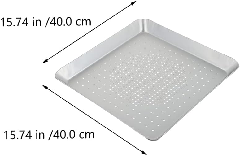 Hemoton Aluminum Alloy Pizza Baking Pan Large Oven Tray Easy Cleaning Mesh Design