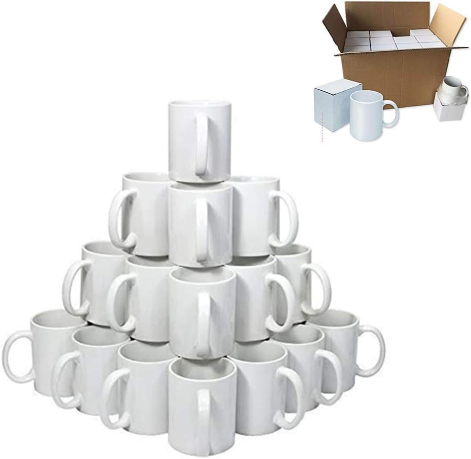 11OZ Ceramic Sublimation Mugs, 36 Pack Sublimation Blank Cups, White Coffee Mugs, ORCA Coating Grade AA Mugs for Heat Transfer Printing with White Box